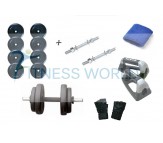 24 KG RUBBER PLATES + RODS + PUSH UPS BARS + GLOVES + WRIST BANDS